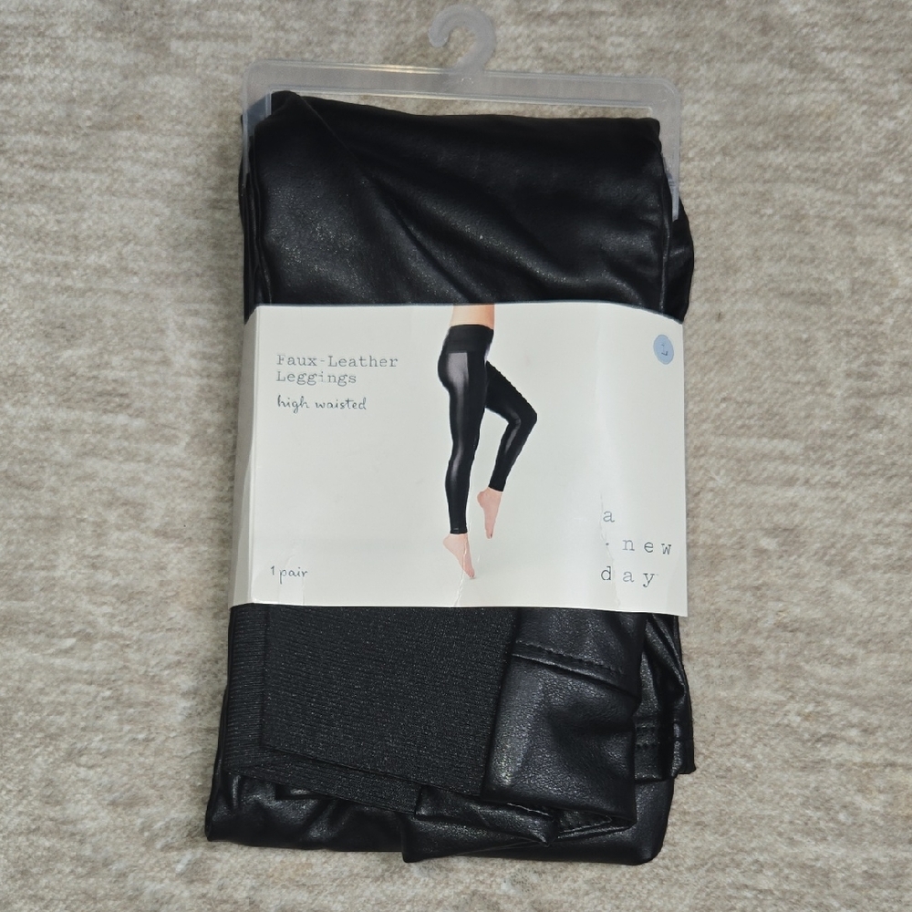 A New Day Shiny Black Faux-Leather Leggings